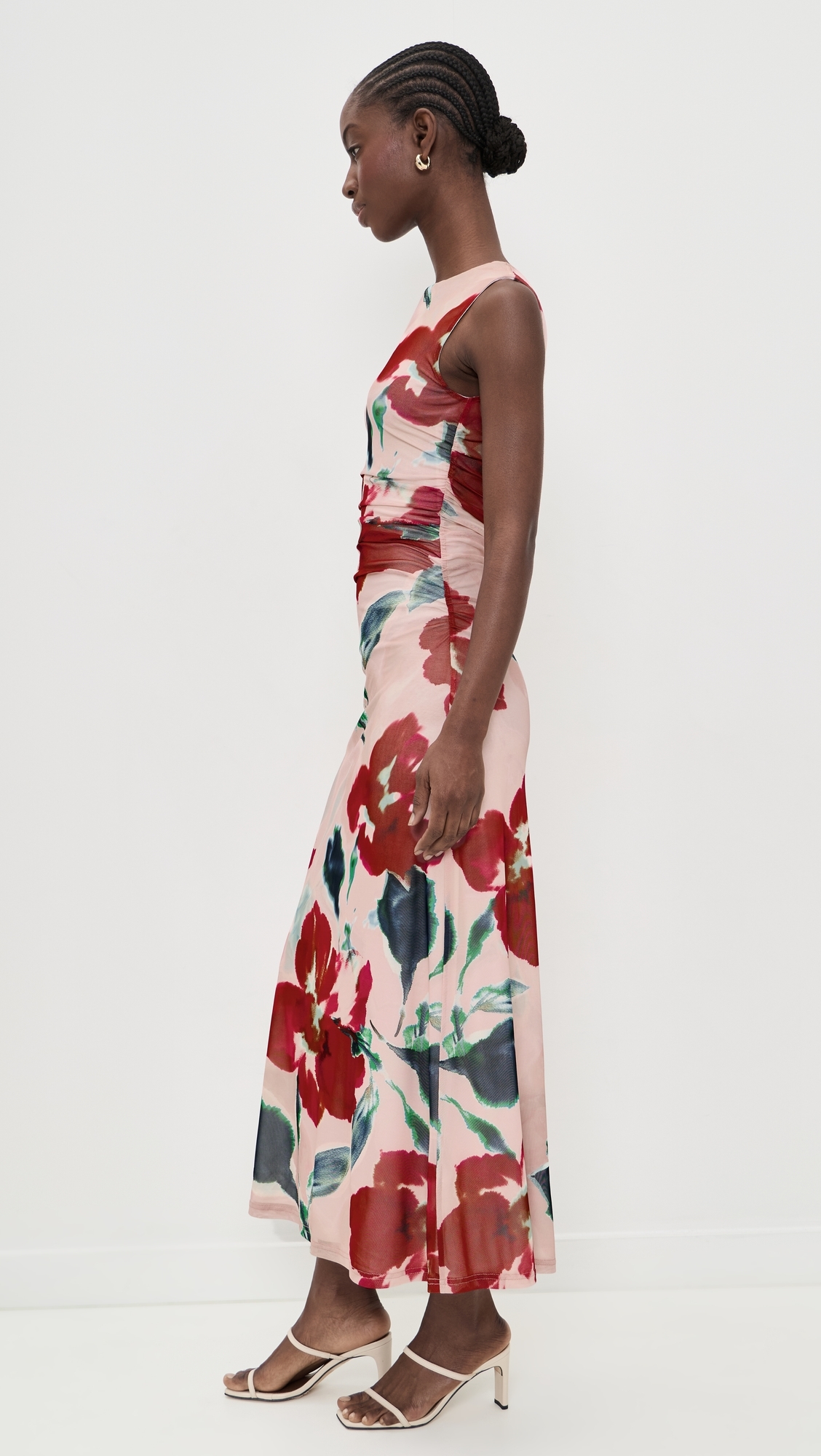 Robe D'Été MINKPINK à Imprimé Floral Rouge Et Rose - Taille L - Sans Manches - Occasion Très Bon État