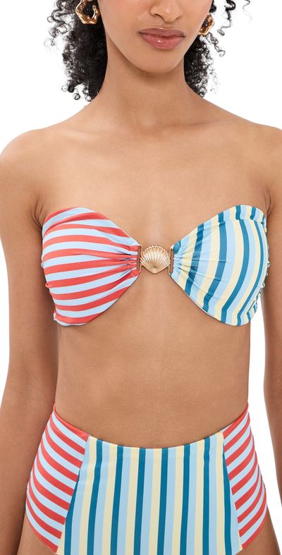 MINKPINK MINKPINK Aurora Strapless Bandeau Bikini Top Spliced Stripe