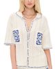 MINKPINK MINKPINK Avalon Crochet Shirt White/Blue - 1