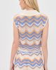 MINKPINK MINKPINK Leone Crochet Cropped Polo Top Jacaranda/Peach Stripe - 3
