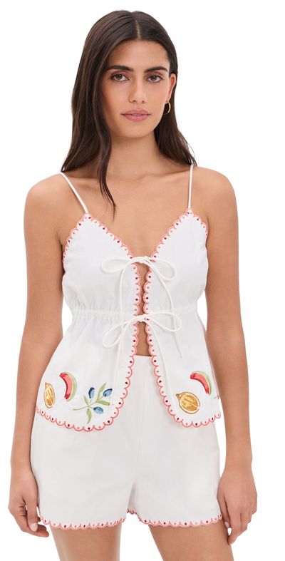 MINKPINK MINKPINK Santorini Embroidered Cami White