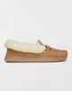 Minnetonka Minnetonka Alpine Suede Sheepskin Slippers in Tan, Women's at Urban Outfitters - 1