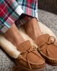 Minnetonka Minnetonka Alpine Suede Sheepskin Slippers in Tan, Women's at Urban Outfitters - 2