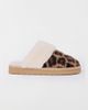 Minnetonka Minnetonka Chesney Leopard Print Suede Faux Fur Lined Scuff Slippers in Leopard Fabric, Women's at Urban Outfitters - 1