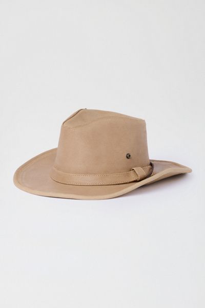 Minnetonka Minnetonka Leather Aussie Cowboy Hat in Tan, Women's at Urban Outfitters