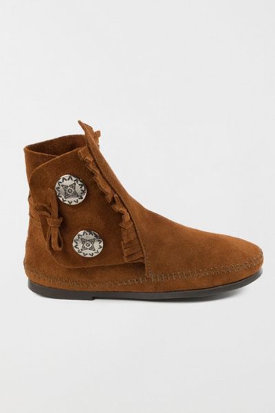 Minnetonka Minnetonka Men's Suede Two Button Boot in Brown, Men's at Urban Outfitters