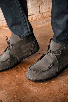 Minnetonka Minnetonka Torrey Suede Lace-up Slipper Boots in Charcoal, Men's at Urban Outfitters