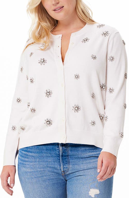 MINNIE ROSE MINNIE ROSE Embellished Flower Cotton & Cashmere Cardigan
