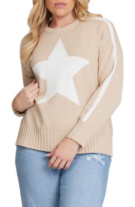MINNIE ROSE MINNIE ROSE Star Cotton & Cashmere Crewneck Sweater