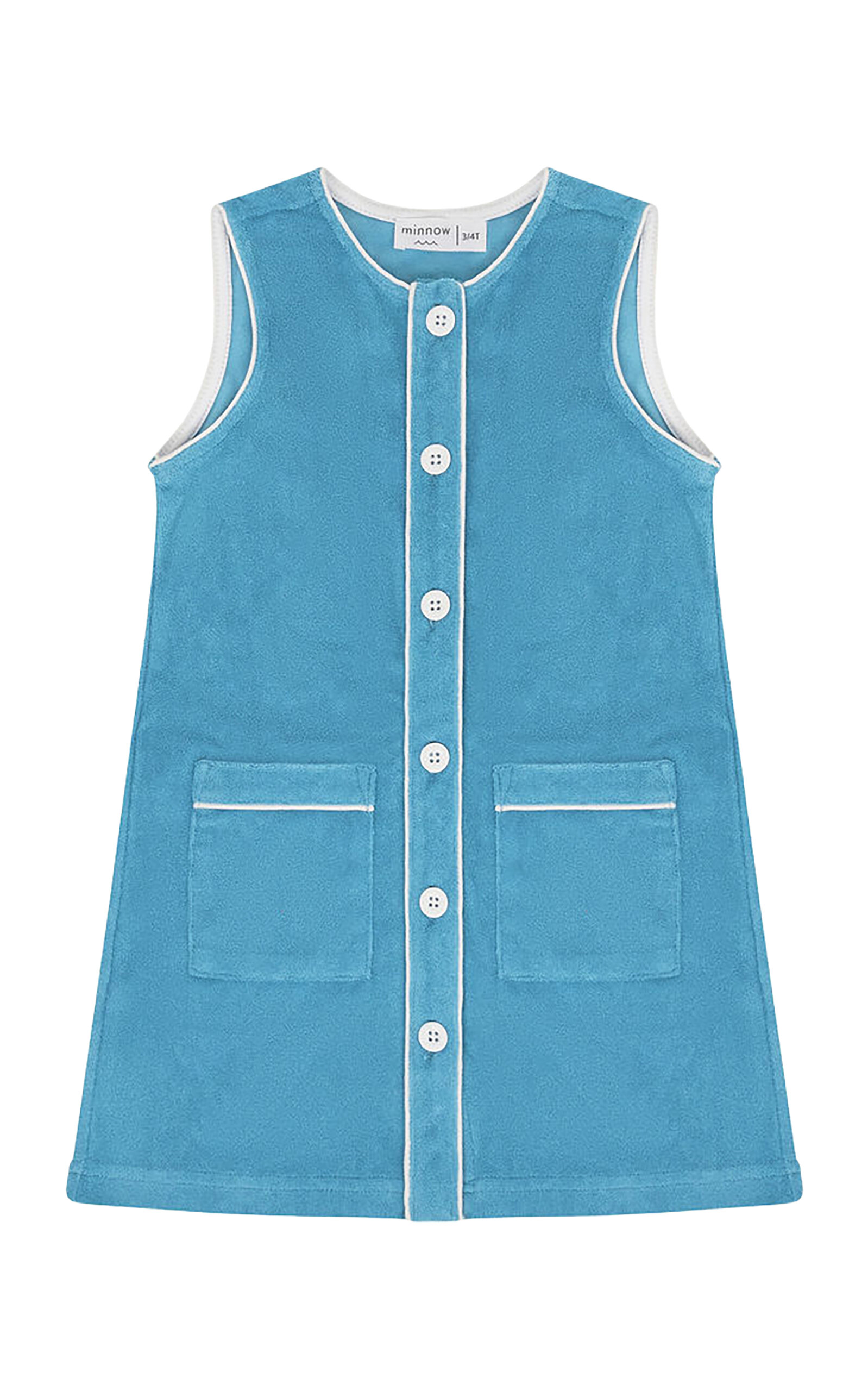 Minnow Minnow Girls Cerulean Blue Button Down Dress