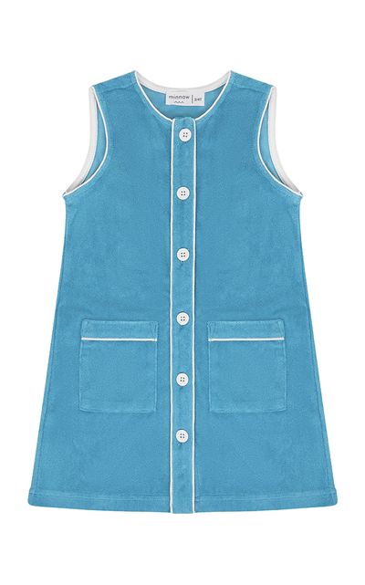 Minnow Minnow Girls Cerulean Blue Button Down Dress