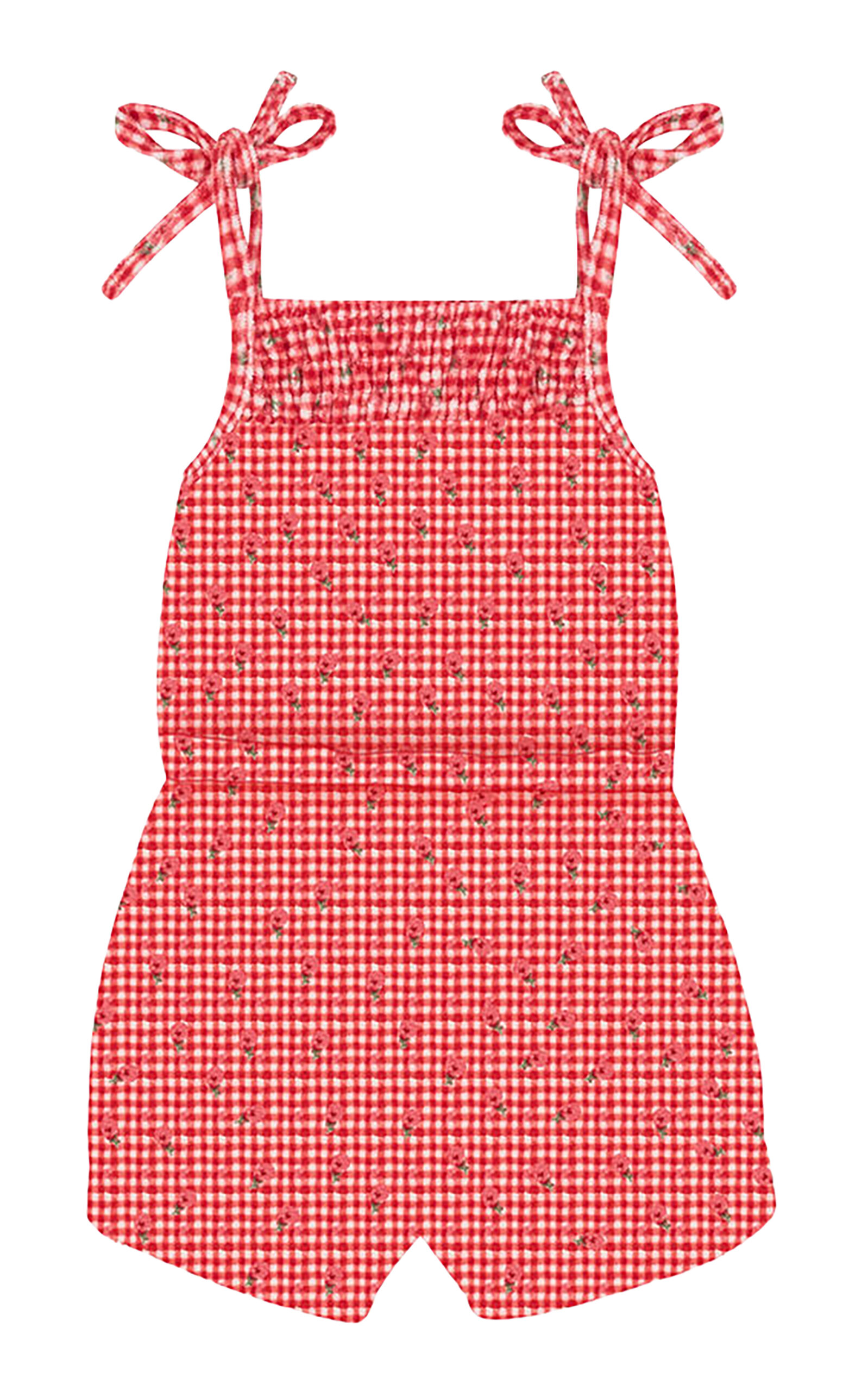 Minnow Minnow Girls Cranberry Gingham French Terry Romper