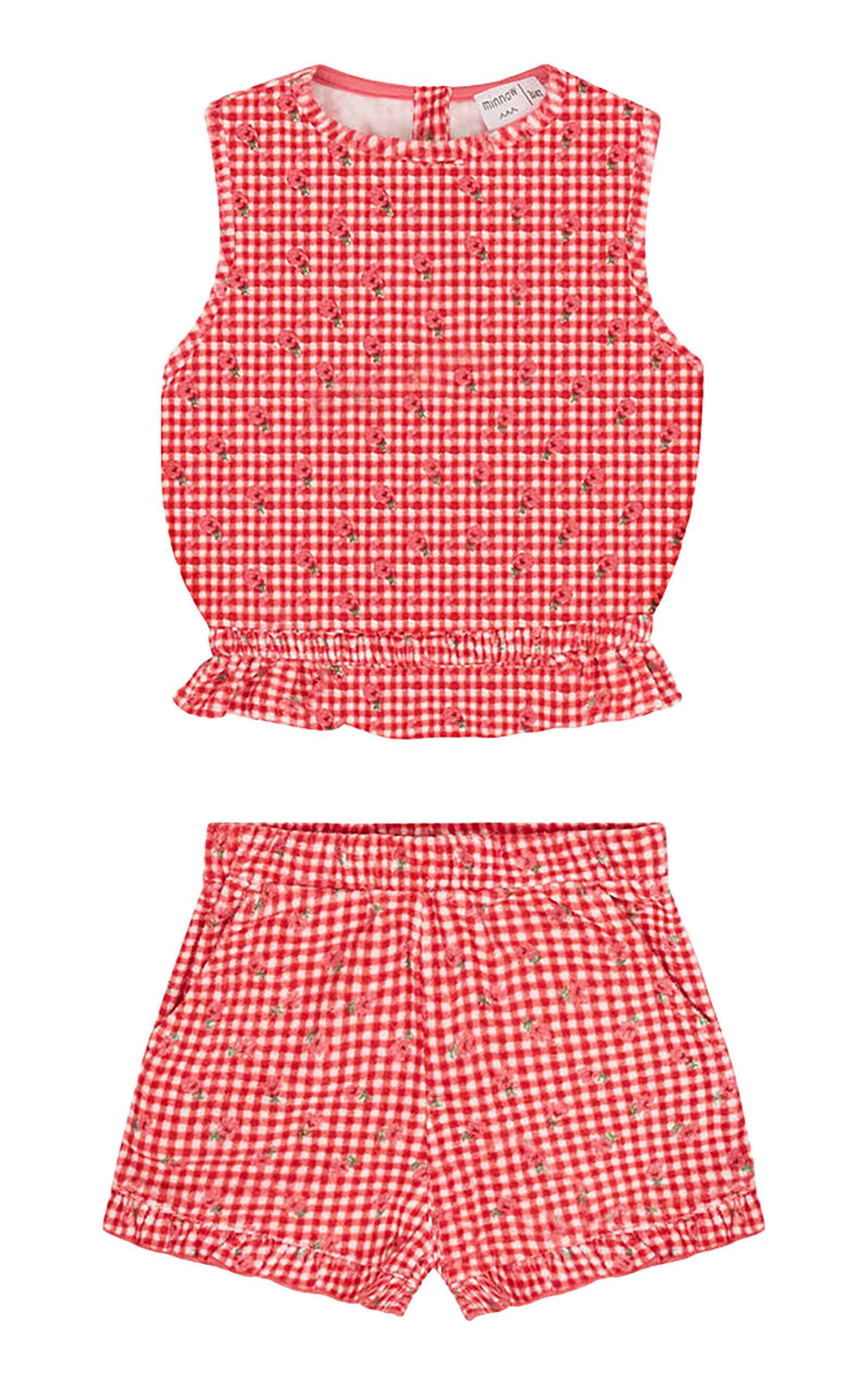 Minnow Minnow Girls Cranberry Gingham French Terry Set