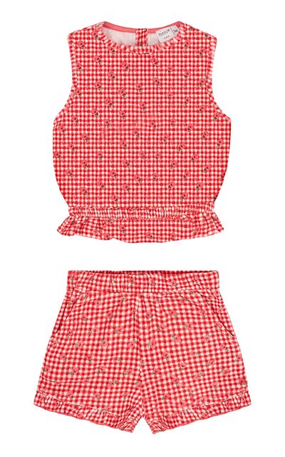 Minnow Minnow Girls Cranberry Gingham French Terry Set