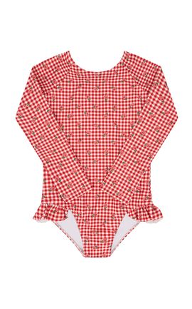 Minnow Minnow Girls Cranberry Gingham Rashguard One Piece