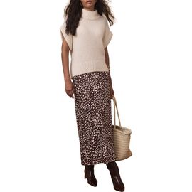 MINT VELVET MINT VELVET Animal Print Satin Midi Slip Skirt