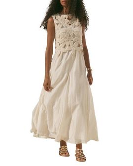 MINT VELVET MINT VELVET Cotton Blend Sleeveless Crochet Maxi Dress