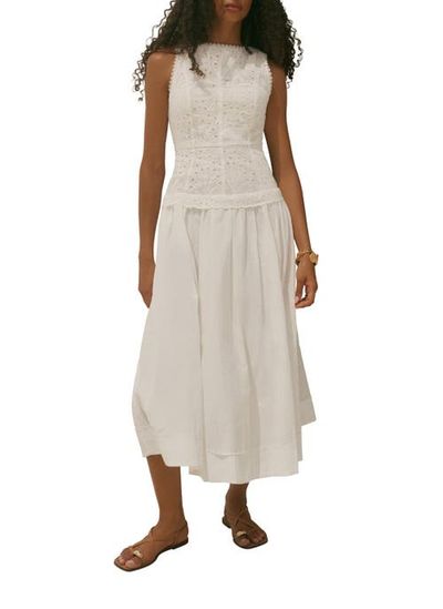 MINT VELVET MINT VELVET Cotton Broderie Midi Dress