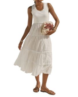 MINT VELVET MINT VELVET Crochet Trim Tiered Midi Dress