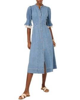 MINT VELVET MINT VELVET Denim Crochet Trim Midi Dress