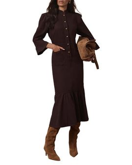 MINT VELVET MINT VELVET Denim Puff Shoulder Midi Shirt Dress