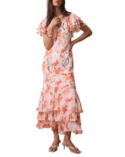 MINT VELVET MINT VELVET Floral Ruffle Tie-Back Midi Dress