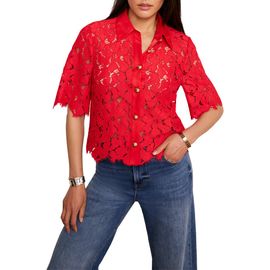 MINT VELVET MINT VELVET Lace Short Sleeve Cropped Shirt
