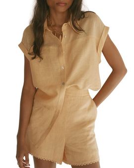 MINT VELVET MINT VELVET Linen Blend Sheer Panel Shirt
