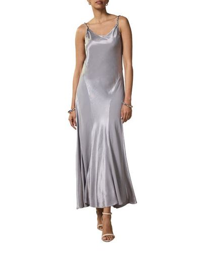 MINT VELVET MINT VELVET Metallic Satin Midi Slip Dress