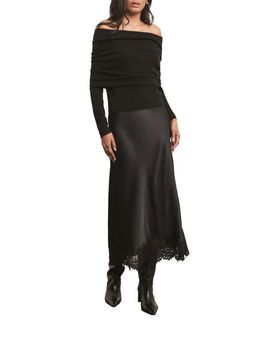 MINT VELVET MINT VELVET Satin Lace Trim Maxi Skirt