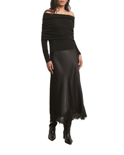MINT VELVET MINT VELVET Satin Lace Trim Maxi Skirt
