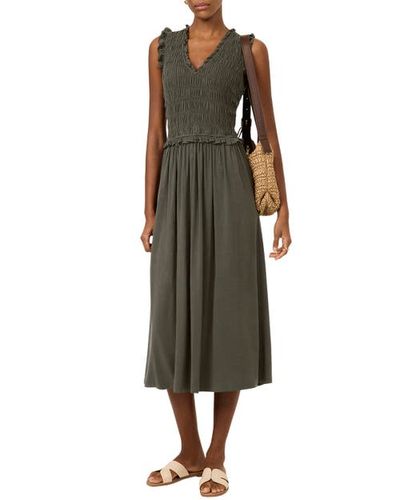 MINT VELVET MINT VELVET Shirred Ruffle Midi Dress