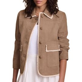 MINT VELVET MINT VELVET Suede Crochet Trim Jacket
