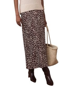 Mint Velvet Mint Velvet Women's Animal Print Satin Midi Slip Skirt