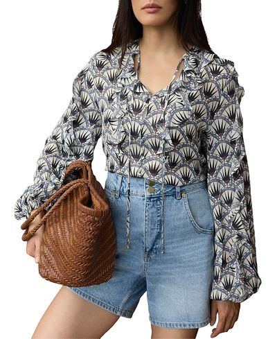 Mint Velvet Mint Velvet Women's Art Deco Ruffle Tie-Neck Blouse
