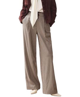 Mint Velvet Mint Velvet Women's Checked Contrast Waist Wide Leg Trousers