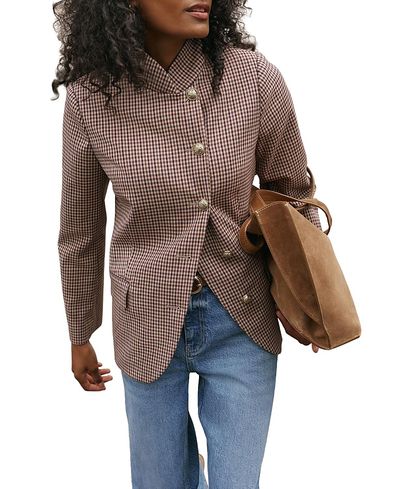 Mint Velvet Mint Velvet Women's Checked Single Breasted Blazer