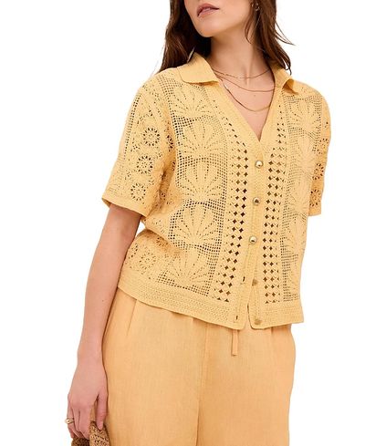 Mint Velvet Mint Velvet Women's Cotton Blend Crochet Shirt