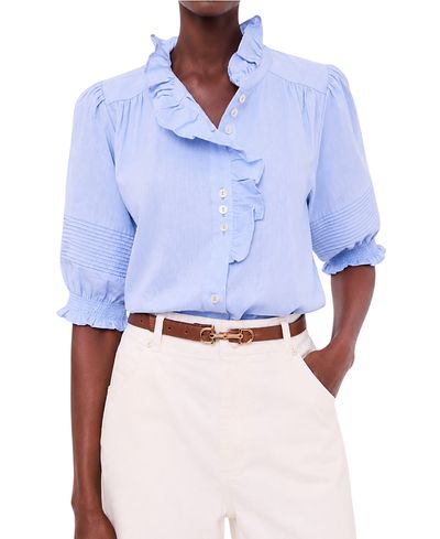 Mint Velvet Mint Velvet Women's Cotton Chambray Ruffle Blouse