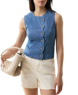 Mint Velvet Mint Velvet Women's Denim Scallop Detail Waistcoat