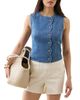 Mint Velvet Mint Velvet Women's Denim Scallop Detail Waistcoat - 4