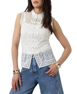 Mint Velvet Mint Velvet Women's Lace Detail Military Top