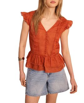 Mint Velvet Mint Velvet Women's Ramie Ruffle Detail Blouse