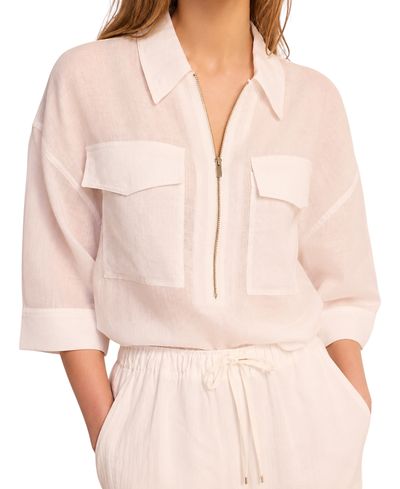 Mint Velvet Mint Velvet Women's Ramie Zip Bomber Blouse