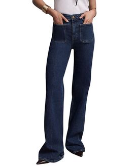 Mint Velvet Mint Velvet Women's Relaxed Straight Patch Pocket Jeans in Blue Wash