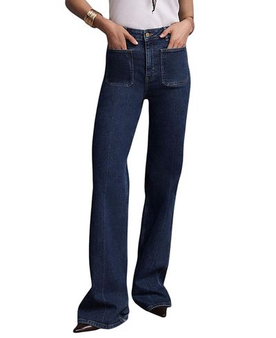 Mint Velvet Mint Velvet Women's Relaxed Straight Patch Pocket Jeans in Blue Wash