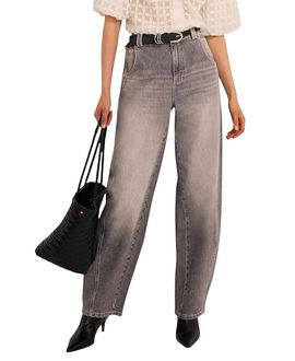 Mint Velvet Mint Velvet Women's Relaxed Ultimate Full Length Barrel Jeans in Grey Wash