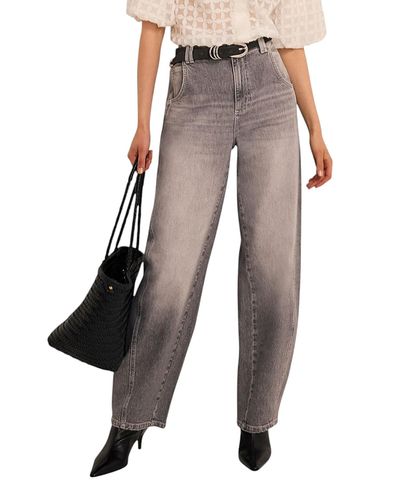 Mint Velvet Mint Velvet Women's Relaxed Ultimate Full Length Barrel Jeans in Grey Wash