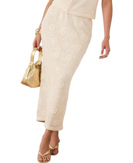 Mint Velvet Mint Velvet Women's Sequin Floral Crochet Midi Skirt