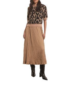 Mint Velvet Mint Velvet Women's Short Sleeve Fuzzy Texture Layered Midi Dress